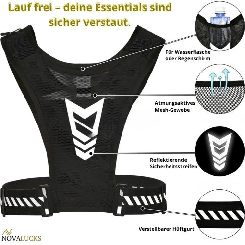 Gilet de course ultra­lég­er réfléchissant + Gourde d’hydratation offerte